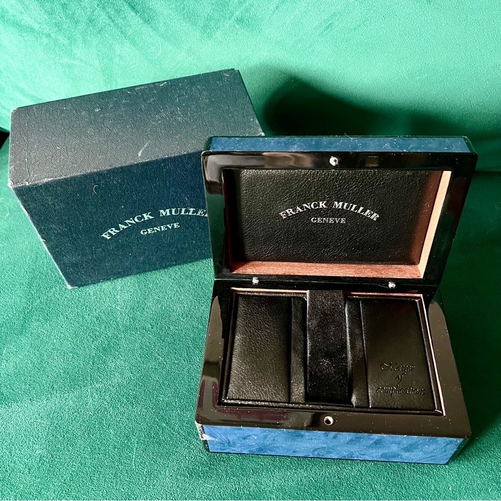 FRANCK MULLER Luminated Blue Wooden Watch Box + Outer Box 7x5.3.5 inches